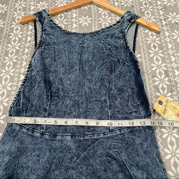 Judy Blue Vintage A-Line Skater Dress In Dark Blue Acid Wash Open Back Size L - Picture 8 of 10